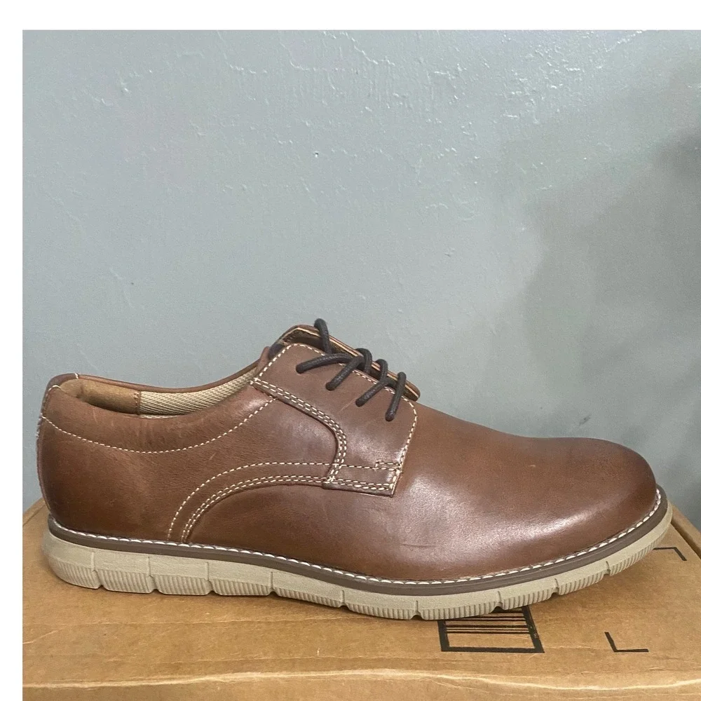 Johnston & Murphy Boys McGuffey Plain Toe Brown Leather Derby Shoes 5M 28-3320